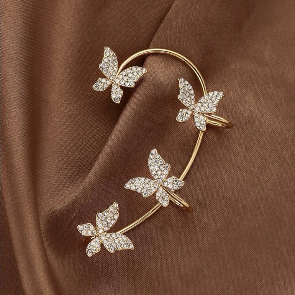 Butterfly Rhinestone Left Ear Cuff - Picture 5 of 6